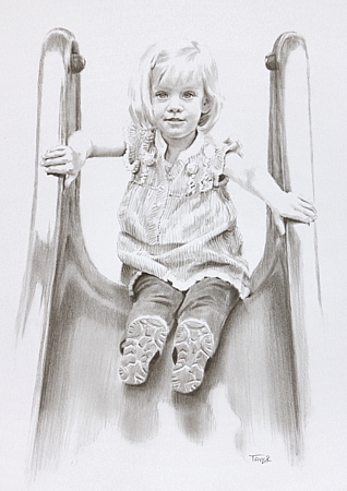 Lily penciol drawn portrait by Simon Taylor