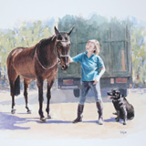 Lady with Horse and Dog, portrait painting by Simon Taylor
