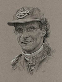 Niki Lauda portrait by Simon Taylor