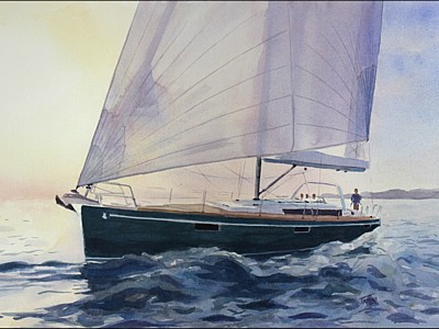 Yacht Watercolour by Simon Taylor